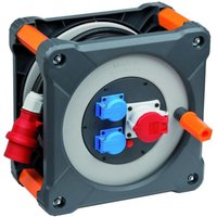 FP - Brennenstuhl professionalLINE Baustellen-Kabeltrommel mit CEE-Stecker, CEE-Steckdose und 2 Schutzkontakt-Seckdosen, 20m Kabel in schwarz, von FP