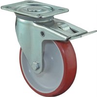 Bs Rollen Lenkrolle mit Totalfeststeller und Anschraubplatte Polyurethan rot Rollenlager 200 mm 300 kg - L420.B31.200 von FP