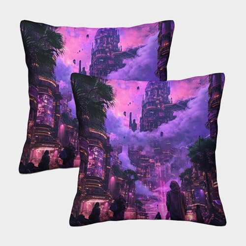 Cyberpunk Stilvolle Kissenbezüge, Quadratische Concept Art Kissenbezug Im 2er-Set, Geeignet Für Bedroom Comfort Und Outdoor Leisure, Waschbar 50x50cm Cyberpunk Stilvolle Kissenbezüge, Quadratische Concept Art Kissenbezug Im 2er-Set, Geeignet Für Bedroom Comfort Und Outdoor Leisure, Waschbar 50x50cm von FPAKAKIIE