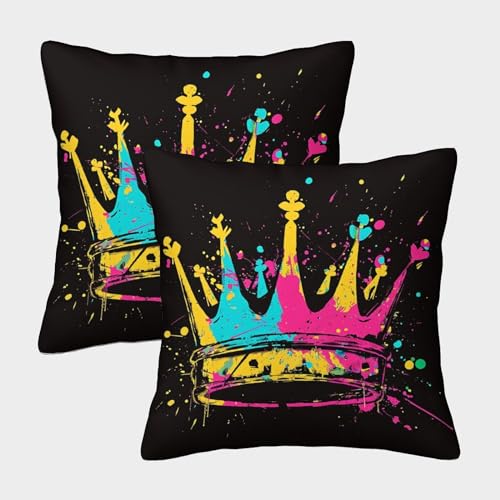 FPAKAKIIE Hip Hop Krone Kissenbezüge Für Sofa Und Bett, Kissenbezug, Geeignet Für Home Decor Und Travel Essential, Maschinenwaschbar 40x40cm FPAKAKIIE Hip Hop Krone Kissenbezüge Für Sofa Und Bett, Kissenbezug, Geeignet Für Home Decor Und Travel Essential, Maschinenwaschbar 40x40cm von FPAKAKIIE