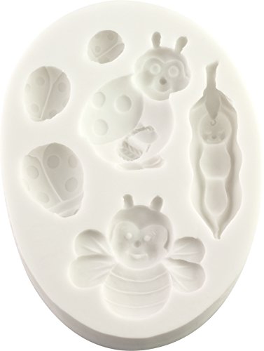 Silikonform mit Erbsenschoten-Baby- und Marienkäfer-Motiv von FPC Sugarcraft