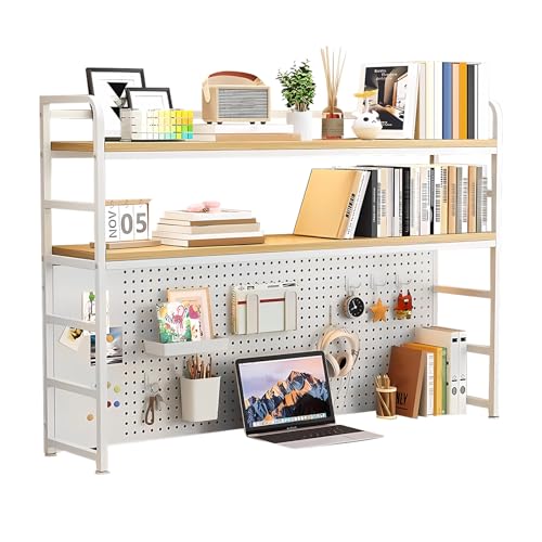 FPIGSHS Desk Countertop Shelf, Adjustable Multi-Layer Storage Shelf, Desktop Racks, Multifunctional Desktop Organiser Shelf, for Home Office Desks(White,110cm/43.3in) von FPIGSHS