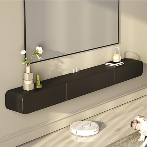 FPIGSHS TV Lowboard Hängend mit 2 Schublade, TV Board 120/160/180/200Cm, Modern TV Schrank mit Kabelmanagement, Wohnzimmer Hängeschrank Multimedia Wandregal (B, 140cm) von FPIGSHS