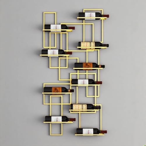 FPIGSHS Weinregal aus Metall Wand Bar-Einheit Weinregal Wand Weinregal Eisenkunst Traube Weinbar Weinregal Weinbar-Regal Mehrflaschen-Regal (1, Gold) von FPIGSHS