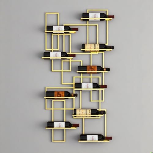 FPIGSHS Weinregal aus Metall Wand Bar-Einheit Weinregal Wand Weinregal Eisenkunst Traube Weinbar Weinregal Weinbar-Regal Mehrflaschen-Regal (2, Gold) von FPIGSHS