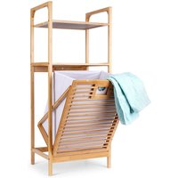 Bambus-Badezimmerregal mit Wäschekorb 39,5x30x49 cm von FPLUS