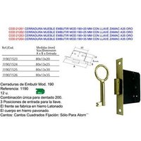 Fplus - Einsteckschloss für Möbel Modell 19035 mm mit Schlüssel aus Zamak A35 gold von FPLUS