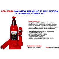 Lams Hydraulikheber für Gewichte bis 15 Tonnen, 255 mm hoch (höhenverstellbar) und bis zu 140 mm Hub ref. ja O0001- von FPLUS
