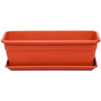 Rechteckiger terrakottafarbener Kunststoff-Übertopf aus EVA, 50 cm Rechteckiger terrakottafarbener Kunststoff-Übertopf aus EVA, 50 cm von FPLUS