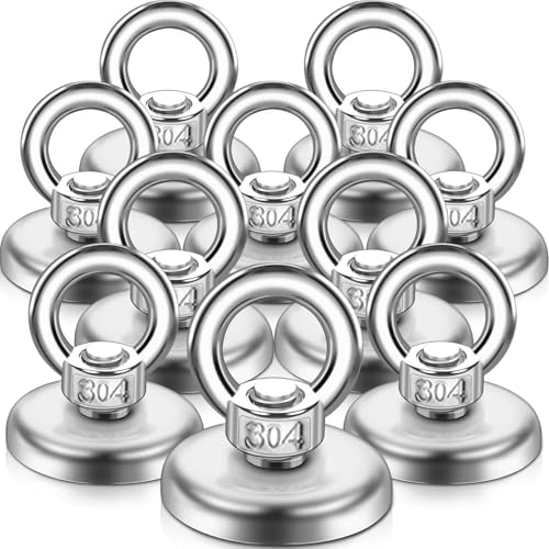 10 Stück Magnete Stark 36mm Magnetfischen 55kg Neodym Magnete Extra Stark Super Starker Angelmagnet mit Loch für Zuhause, Werkstatt,Teichbergung, zum Magnetfischen in Seen,Ozean, Rasen von FPMYB