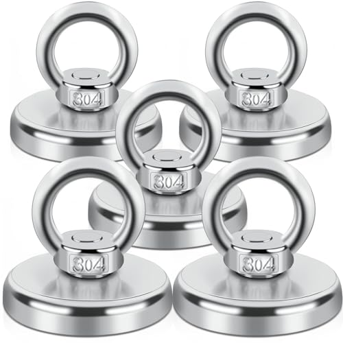 5 Stück Magnet Stark Neodym Magnete Extra Stark Magnetfischen, 42 mm Super Starker Angelmagnet mit Loch für Zuhause, Werkstatt,Teichbergung, zum Magnetfischen in Seen,Rasen,Ozean von FPMYB