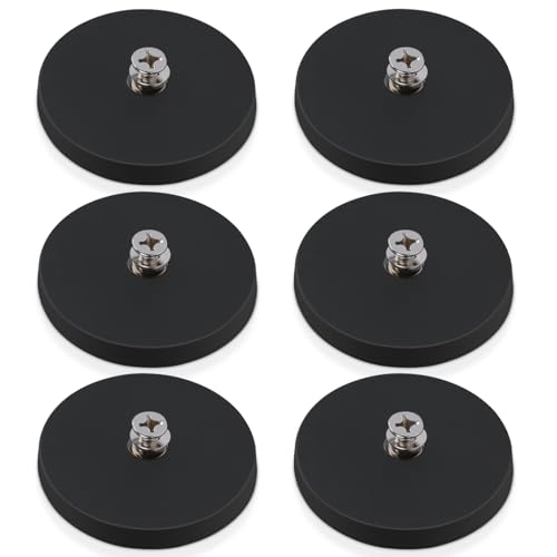 6Stück Neodym Magnete Gummiert Ø 43mm Magnete mit Gewinde Magnete Stark Gewinde 15kg Haftkraft M4 Innengewinde Magnetischer Montagesockel für Lichtleisten, Gummi Runde von FPMYB
