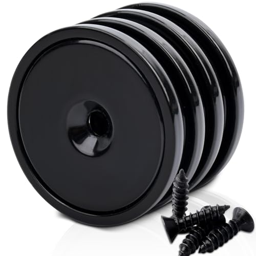 FPMYB 4 Stück Magnete Stark 32x7 mm Schwarz, Neodym Magnete Extra Stark 45 KG Kraft mit Loch und Kapsel Magnete Stark für Küchen, Badezimmer, Büros, Lager von FPMYB