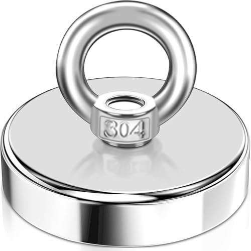 Magnete Stark 75 mm, Neodym Magnete Extra Stark 320kg（705lbs）Magnetfischen, Super Starker Angelmagnet mit Loch für Zuhause, Werkstatt,zum Magnetfischen in Seen,Rasen,Ozean 1 Stück von FPMYB