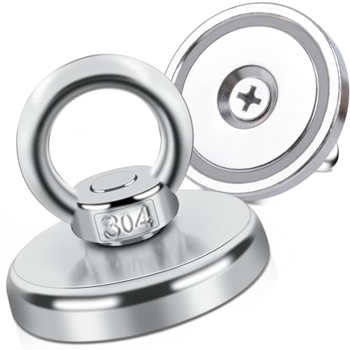 Magnete Stark Neodym Magnete Extra Stark Magnetfischen, 42 mm Super Starker Angelmagnet mit Loch für Zuhause, Werkstatt,Teichbergung, zum Magnetfischen in Seen,Rasen,Ozean 2 Stück von FPMYB