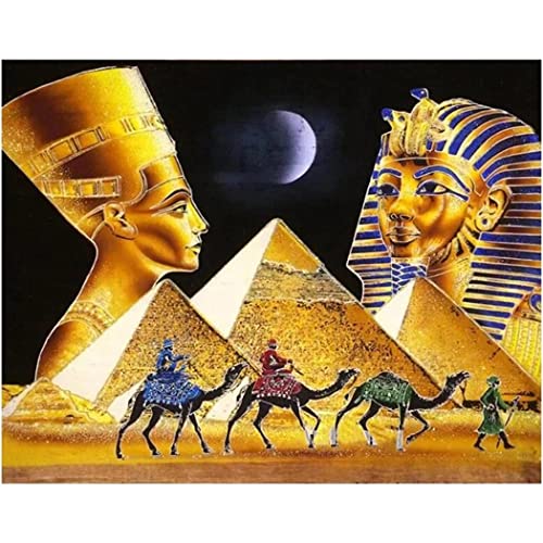 FPTZL DIY 5D Diamant Malerei Kits Rundbohrer Ägypten Königin Pyramide Kamel voller Strass Stickerei 30x40CM von FPTZL