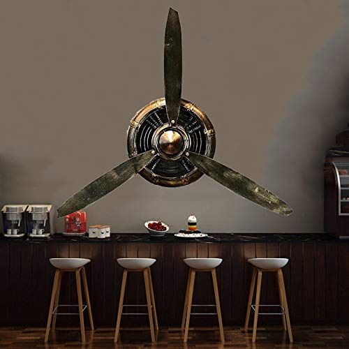 Wanddekoration Retro Flugzeug Propeller Wanddekoration, Iron Art Handmade Propeller Dekorativ, 3D Stereo Wandskulpturen für Bars/Loft/Cafés/Restaurant/Shop, L70 × H65CM von FPigSHS