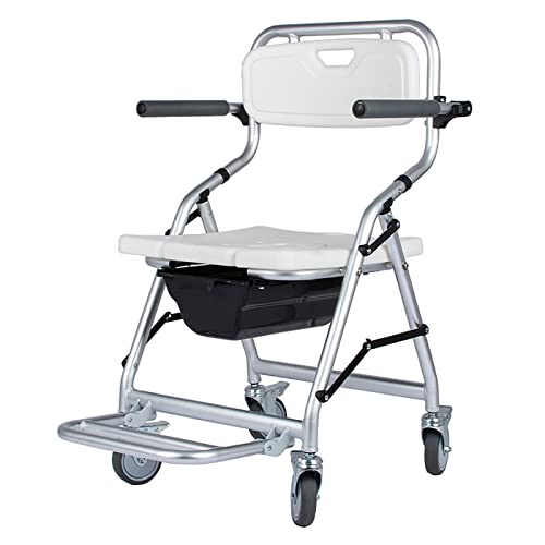 FQCXCKJ Toilettenstuhl Mobiler Duschstuhl Älterer Haushaltsbadestuhl Toilettenhocker 4-Rad-Bremse Höhenverstellbarer Rollstuhl FQCXCKJ Toilettenstuhl Mobiler Duschstuhl Älterer Haushaltsbadestuhl Toilettenhocker 4-Rad-Bremse Höhenverstellbarer Rollstuhl von FQCXCKJ