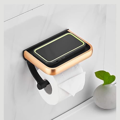 Toilettenpapierhalter mit Telefonregal Solid Metal Badezimmer Wandbefestigte Tissue Roll Dispenser Lagerung, Aluminiumlegierung von FQERHIYG