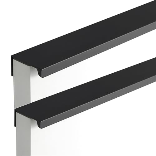 2 Stück Versteckter Türgriff Aluminiumlegierung Schrankknöpfe Unsichtbare Möbelgriffe Türklinken Rechter Winkel KüchenZiehgriffe Schubladengriff für Kleiderschrank Schubladen (600mm,schwarz) von FQFLXY6589