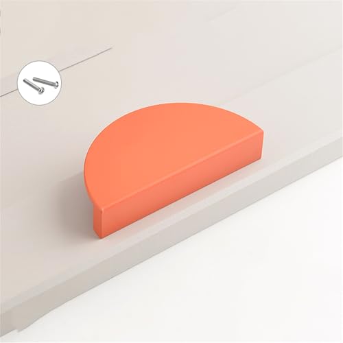 FQFLXY6589 2 Stück Möbelgriffe Aluminium-Legierung Schubladengriff Bunte Griffe für das Kinderzimmer Türgriff halbrund Schrankgriffe halbmondförmig für Küchenschränke,Kleiderschrank,Tür (74mm,Orange) von FQFLXY6589