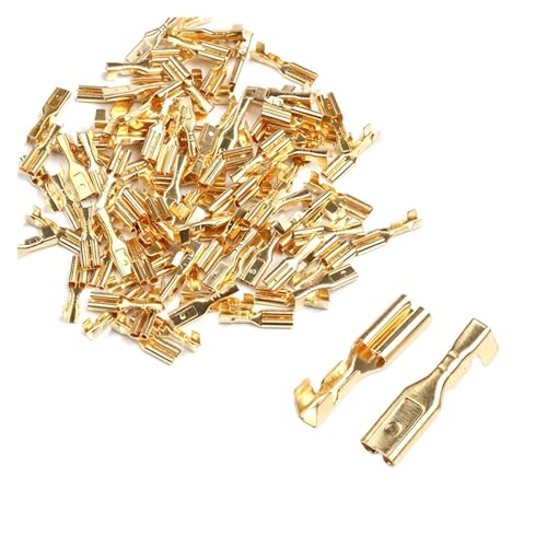 100Pcs 2.8mm Female Electrical Crimp Terminal Connector Gold Brass Car Speaker Set Electrical Equipment Wire Connectors von FQHIDMOMX