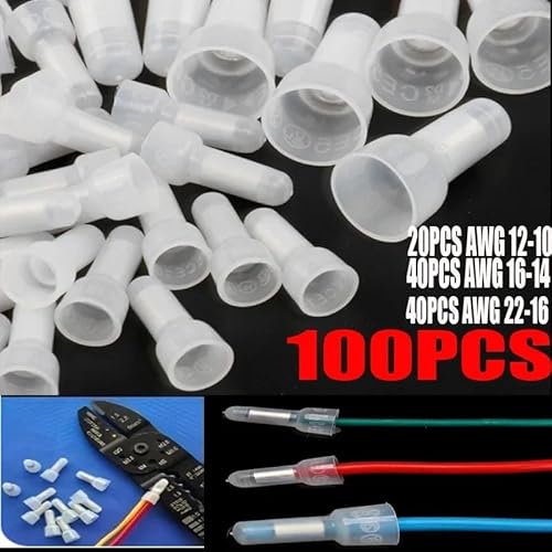 100Pcs Closed End Crimp Cap 22-16 16-14 12-10 AWG Gauge Wire Connector Terminal von FQHIDMOMX