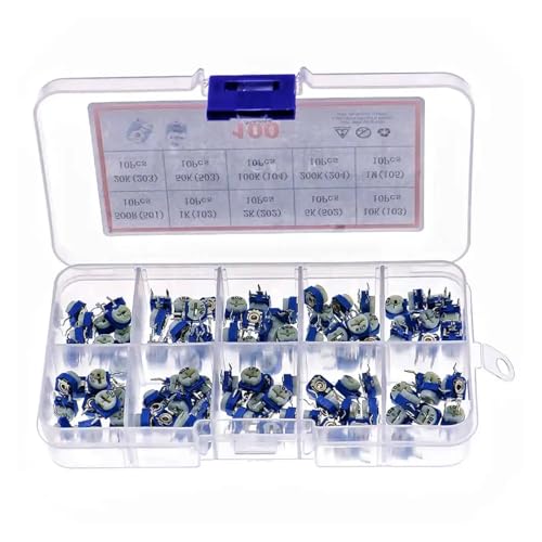 100pcs 10Kinds x 10pcs RM063 Horizontal Trimpot Potentiometer Assortment Kit Box von FQHIDMOMX