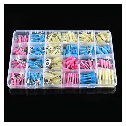 240Pcs Heat Shrink Ring Spade Crimp Terminals Connectors Insulated Wire Terminals Assortment Kit von FQHIDMOMX