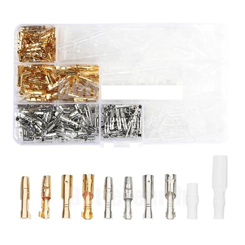 400PCS 3.9mm Female and Male Terminals Connector Gold Brass/Silver Wire Connector with Insulating Sleeves for Car von FQHIDMOMX