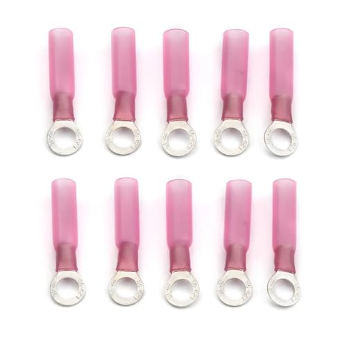 50PCS M5 AWG 22-18 Ring Heat Shrink Wire Cable Splice Terminals Electrical Butt Connectors Insulated Red 0.5-1.5mm2 von FQHIDMOMX