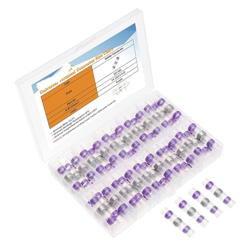 50Pcs AWG14-12 Solder Seal Sleeve Splice Terminals Purple Heat Shrink Electrical Wire Connector Butt Connectors Kit von FQHIDMOMX