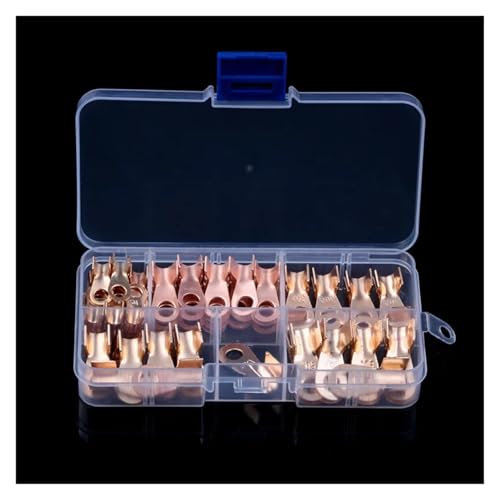 70PCS Copper Circular Splice Terminal Battery Cable Wire Naked Connector OT Open Ring Copper Lugs 10/20/30/40/50A Assortment Kit von FQHIDMOMX