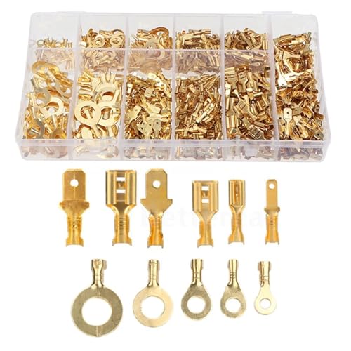 750PCS M3-M10 Ring Lugs Ring Eyes Crimp Terminals 2.8/4.8/6.3mm Spade Crimping Connectors Non-insulated Diy Assortment Kit von FQHIDMOMX