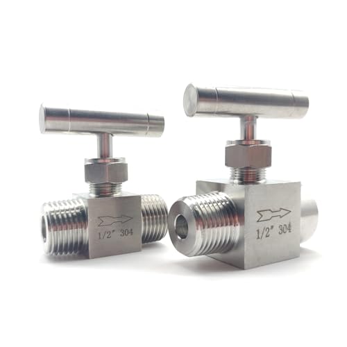 FQHIDMOMX 1pc 1/8" 1/4" 3/8" 1/2" NPT Female Male Needle Valve Crane 915 PSI 304 Stainless Flow Control with One-Shape Handle Water Gas(3/8",Male to Male) von FQHIDMOMX