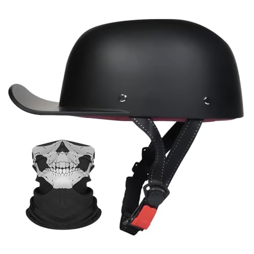 FQJVTDR Motorrad Halbhelm Baseballmütze-Helm Halbschalenhelm Mit Gesichtsschutz ECE-Zulassung Bequemes Atmungsaktives Futter Schnellverschluss FüR Erwachsene MäNner Frauen S-XL 55-62CM von FQJVTDR