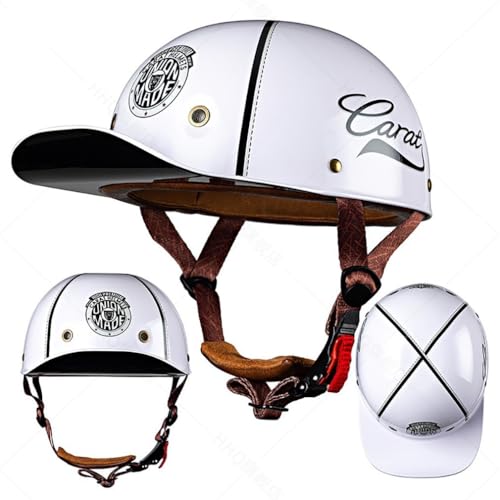 FQJVTDR Motorrad Halbhelm Halbschalenhelm im Baseballcap-Design mit Lüftungslöchern ECE-Zulassung Hautfreundliches Futter Schnellverschluss Baseball Cap für Männer Frauen M-2XL 57-64CM von FQJVTDR