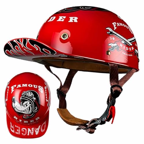FQJVTDR Motorrad Halbhelm Halbschalenhelm im Baseballcap-Design mit Lüftungslöchern ECE-Zulassung Hautfreundliches Futter Schnellverschluss Baseball Cap für Männer Frauen M-2XL 57-64CM von FQJVTDR