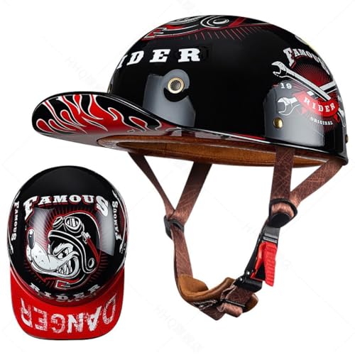 FQJVTDR Motorrad Halbhelm im Baseballcap-Design Halbschalenhelm mit Lüftungslöchern ECE-Zulassung Baseball Cap Hautfreundliches Futter Schnellverschluss für Männer Frauen M-2XL 57-64CM von FQJVTDR