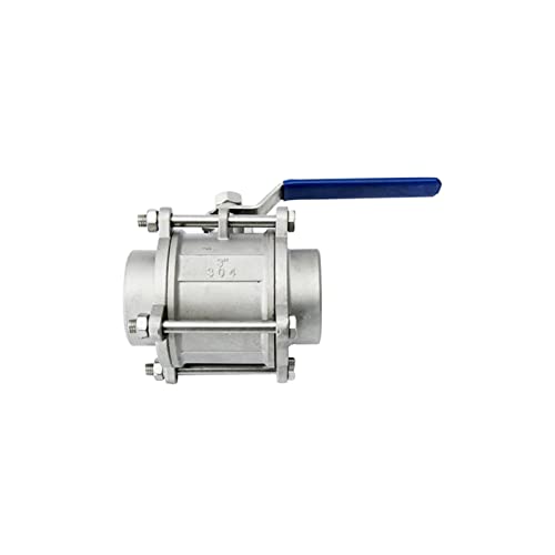 3-Zoll-Kugelhahn aus Edelstahl mit BSP-Gewinde, dreiteiliger Kugelhahn zur Verwendung mit Flüssigkeiten und Gasen(Ss304) von FQJYXWEWL