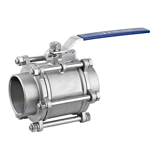 4-Zoll-Kugelhahn aus Edelstahl mit BSP-Gewinde, dreiteiliger Kugelhahn zur Verwendung mit Flüssigkeiten und Gasen(Ss304) von FQJYXWEWL