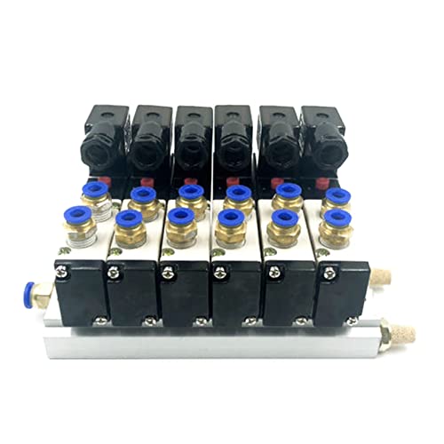 DC 12 V 24 V 6 pneumatisches Magnetventil 4V210-08 Schalldämpfer 4 mm 6 mm 8 mm 10 mm 12 mm Schnellmontage-Basis-Set 110 V 220 V 4V210 08 1 Stück (12 mm Armaturen, AC220 V) von FQJYXWEWL
