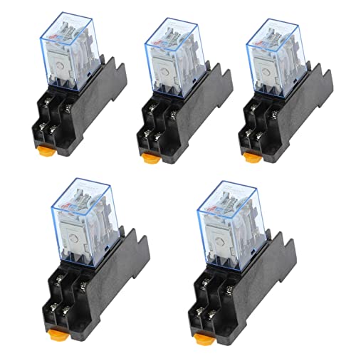 FQJYXWEWL 5 Sets MY2NJ HH52P DC 12 V 24 V 110 V 220 V AC Spule Leistungsrelais Mini elektromagnetisches Relais 8-polig DPDT 5A mit Sockelsockel PYF08A (Motor mit Halterung) von FQJYXWEWL