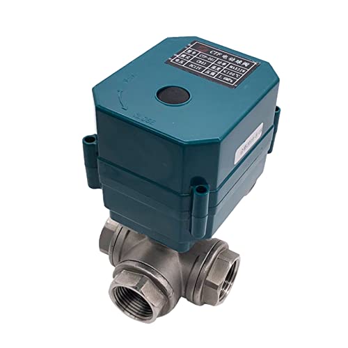 Motorisierter Kugelhahn, Edelstahl, 3-Wege-Kugelhahn mit voller Bohrung und großem Drehmoment, 2/3-Draht, AC220 V, DC24 V, DC12 V, 1 Stück(L Type-dc24v-cr04) von FQJYXWEWL