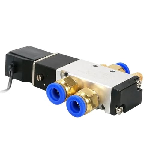 Pneumatisches Magnetventil 4V110-06, 5-Wege, 2 Positionen, 0,3 cm (1/8 Zoll), mit Draht, DC 12 V, DC24, AC110, AC220 V mit 4 mm/6 mm/8 mm/10 mm/12 mm (mit 4 mm-Fassung, AC110 V) von FQJYXWEWL
