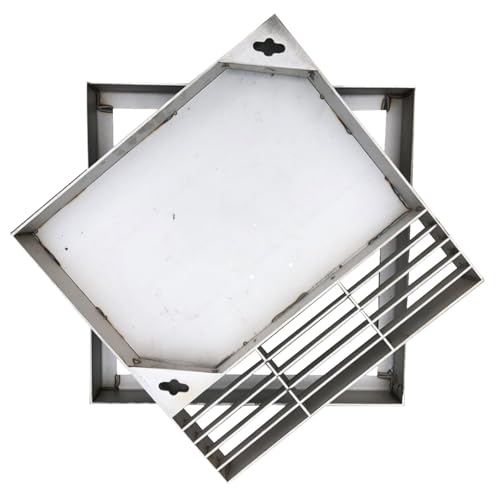Unsichtbarer Schachtdeckel aus Edelstahl, versenkter Abwasserbeckendeckel mit Seitlichem Abfluss, Deckel und Boden aus Edelstahl für Klärgruben, für Hof, Gehweg(30x30x5cm) von FQMYLTYN