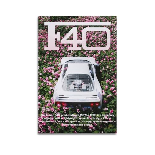 Super Auto-Poster für klassisches F40-Kunstposter, dekorative Malerei, Leinwand, Wandposter und Kunstdruck, moderne Familienschlafzimmer-Dekor-Poster, 40 x 60 cm Super Auto-Poster für klassisches F40-Kunstposter, dekorative Malerei, Leinwand, Wandposter und Kunstdruck, moderne Familienschlafzimmer-Dekor-Poster, 40 x 60 cm von FQNYR