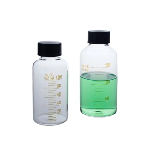 5ml to 1000ml Lab Graduated Round Borosilicate Glass Reagent Bottle Transparent/brown Serum bottle Graduation Sample Vials(25ml 10pcs) von FQSWM
