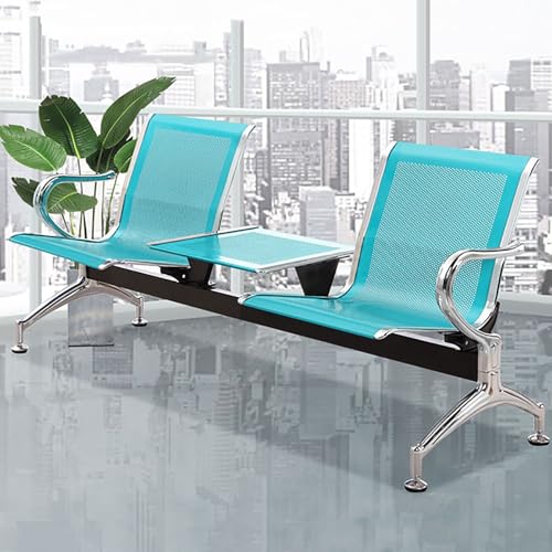 2-Sitzer-Wartezimmerstühle, Warteraum Stühle aus Edelstahl, Flughafen Empfangsstuhl Wartezimmer Stuh mit Tisch und Armlehnen, Moderner Stuhl for Büro, Flughafen, Bank, Krankenhaus, Friseursalon(Green) von FQWYNMZ