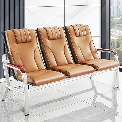 3-Sitzer-Bank for Den Empfangsbereich im Büro, Gästestuhl for Den Empfangsbereich mit Rückenlehne und Armlehnen aus Massivholz, Sofa aus PU-Leder, Wartezimmerstühle for Salon, Friseurbank, Flughafen(B von FQWYNMZ